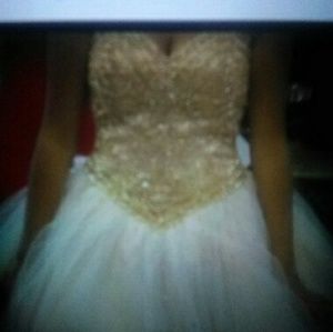 Quinceañera gown gold top bodice